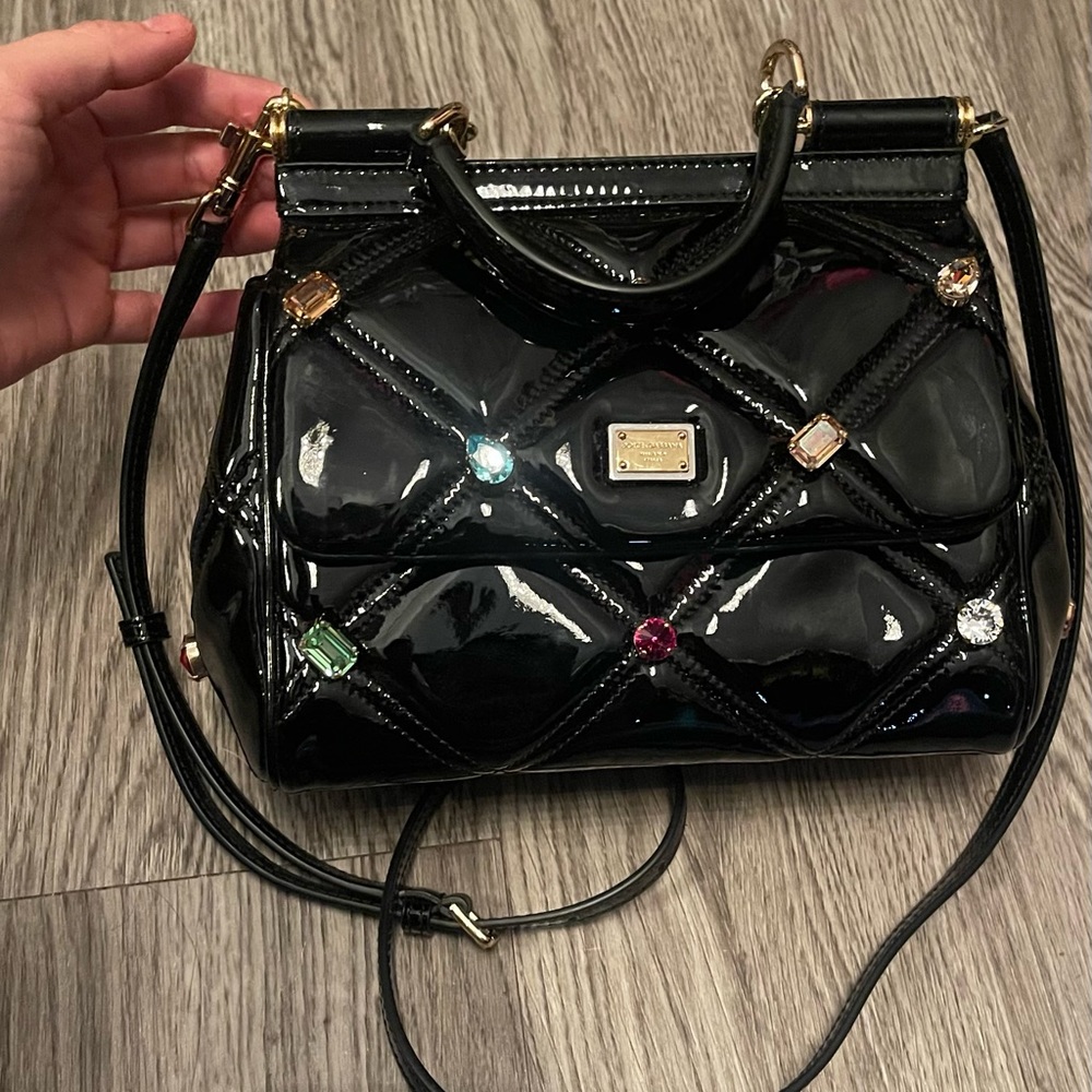 Dolce & Gabbana Jeweled Patent Leather Satchel